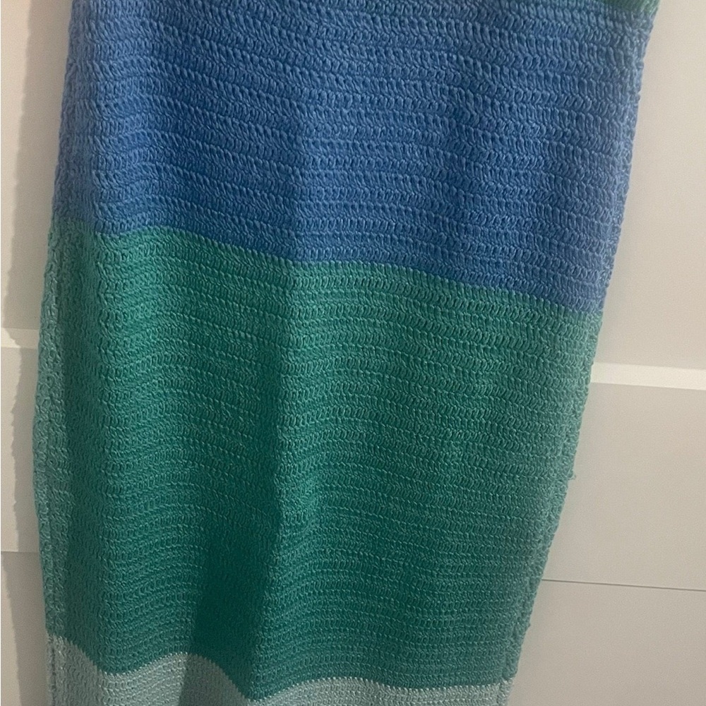 Peppermayo Blue and Teal Colorblock Knit Maxi Skirt